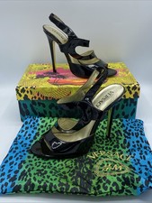 Versace For H&M Black Patent High Heel Sandal Shoes UK 7 Dust Bag & Box