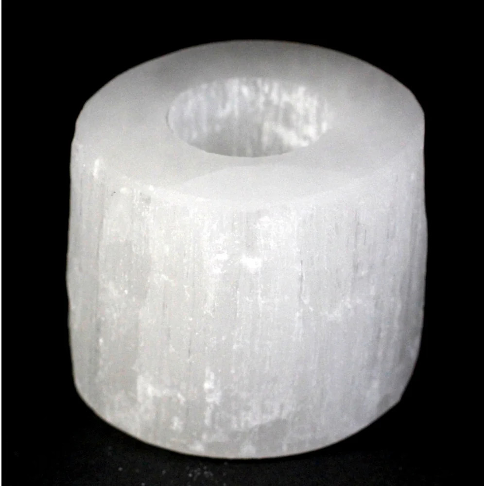 Selenite Cylinder Ritual Tealight Candle Holder 8 x 9cm - Calm & Cleanse