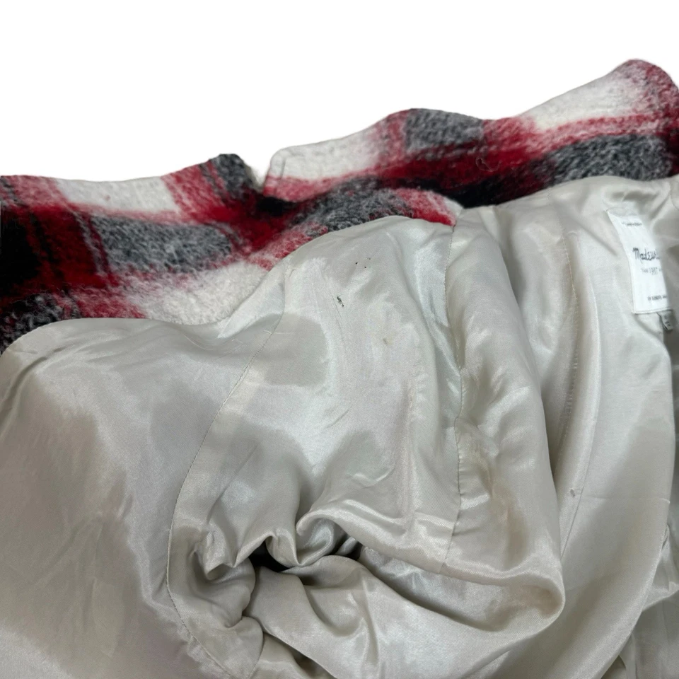 Abrigo Madewell Negro Rojo Blanco Boucle Mezcla Lana Depot Cocoon Cuadros Talla M Foto 2 de 4