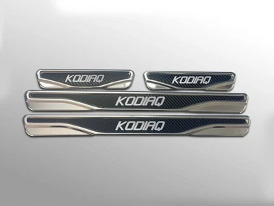 Pour Skoda KODIAQ chrome et carbone pare-rayures de seuil de porte S.Steel - Photo 1/4