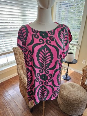 Boden Modern Abscract Shell Top Blouse Women s Size 10 NWT Pink Floral
