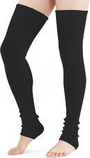 Stretchy Knit Thigh High Leg Warmers Winter Knitted Over Knee Socks Footless