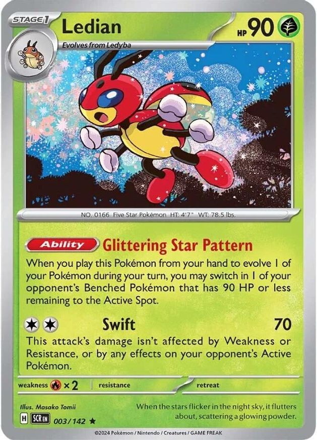 Pokemon Ledian (3/188) Stellar Crown LP REVERSE HOLO