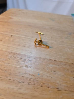 Vintage Carpenter Hammer Figural Tie Tack Gold Tone Chain Bar Union Trade...
