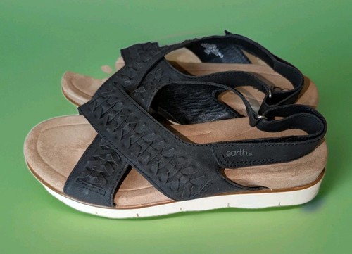 Earth Spirit Sandals Etulia Womens Size 10 Black Hook Loop Strap Low Shoes