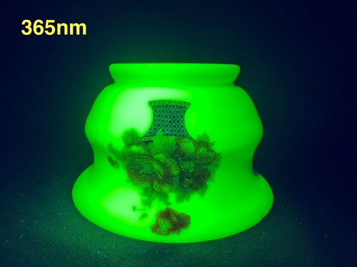 Uranium Glass Opalene Victorian Hand Painted Vase Poppy Basket Transfer Antique - Picture 20 of 20