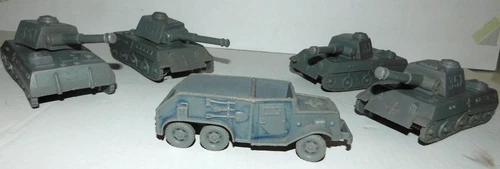 Marx WW2 Play Set 351 Dark Grey German Tanks & Armored Transport