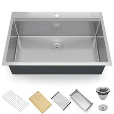 33"x22"x10" Drop in Kitchen Sink, Stainless Steel Top Mount Single Bowl