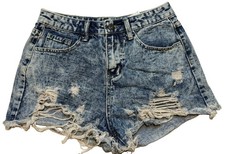 SHEIN Womens High Waisted Distressed Acid Wash Ripped Denim Cutoff Shorts Size S