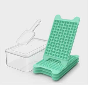 Mini Ice Cube Tray with Lid and Bin Easy Release Small Nugget Ice Maker Mold Set