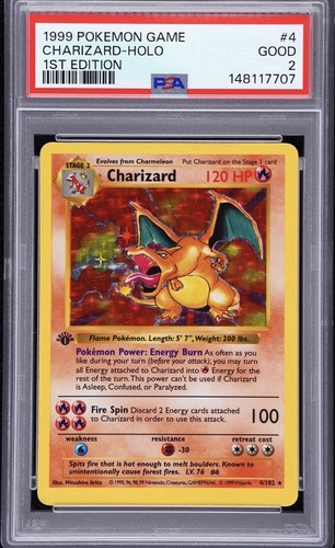 1999 POKEMON GAME 1ST EDITION #4 CHARIZARD-HOLO PSA 2