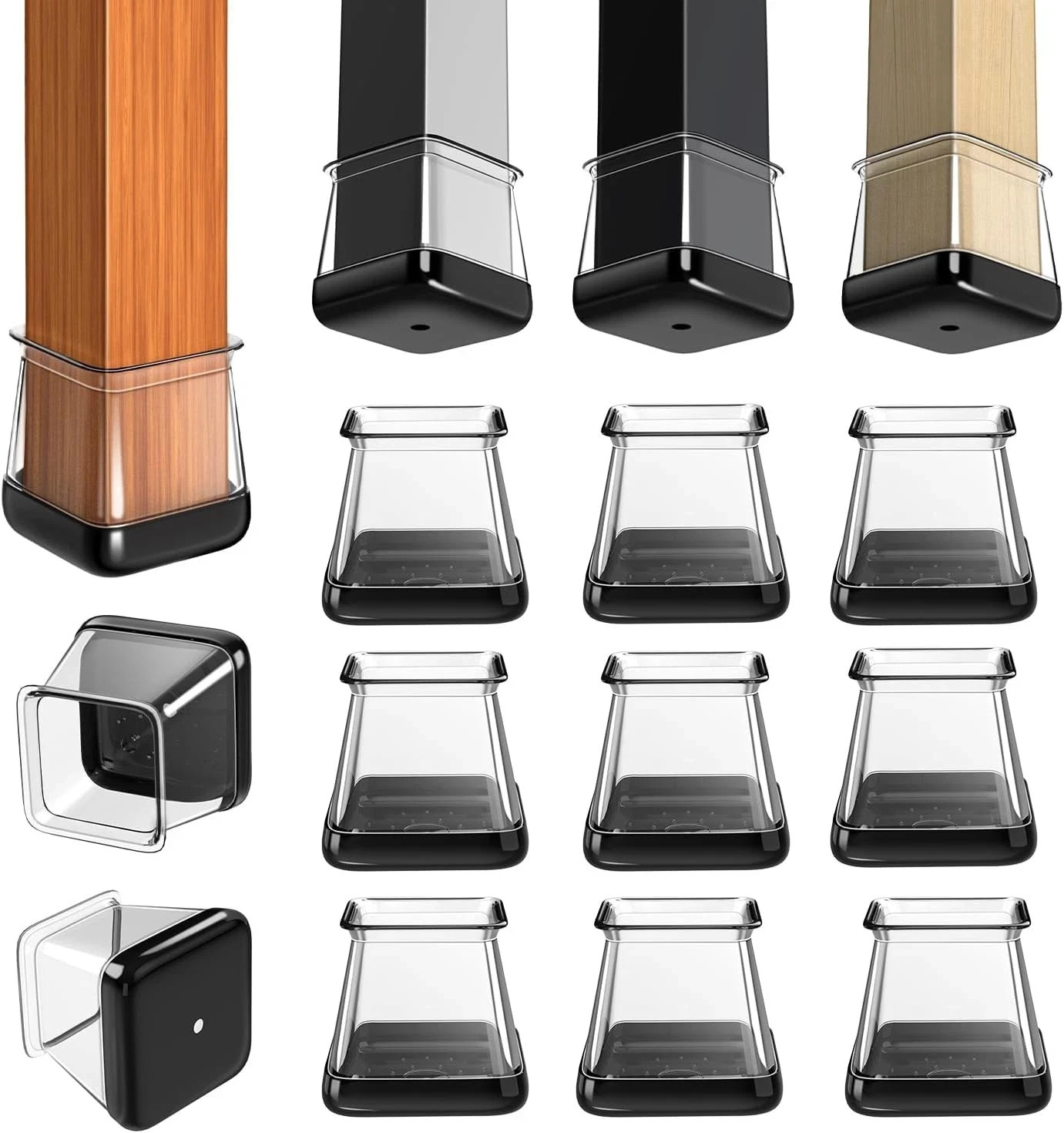 Leg Sliders For Carpet, Square L, Clear