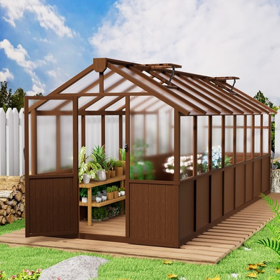 #ad PABIMIA 8x16 FT Wooden Greenhouse Heavy Duty Wood Garden House for Plants $1269.99