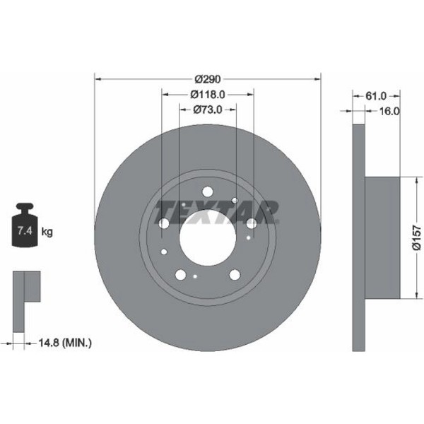 2X Textar 92042900 Bremsscheibe FüR Fiat Peugeot Citroen C25 J5 Ducato Talento-image