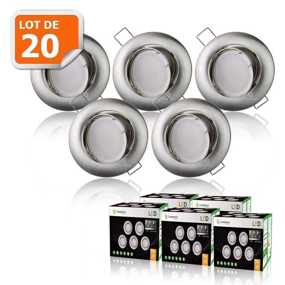 Spot LED encastrable orientable alu brossé encastré plafond 230V Blanc Froid