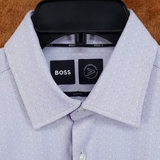 HUGO BOSS Shirt Mens Size 15 Light Purple Performance Slim Fit HANK KENT 198