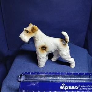 Vintage Porcelain Wire Haired Fox Terrier Dog Figurine Japan See Description