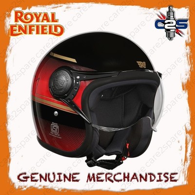 DOT-zertifizierter Royal Enfield Jethelm Jet Neo schwarz-rot mit Visier