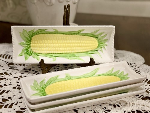 Vintage Lillian Vernon Corn On The Cob Ceramic Dishes
