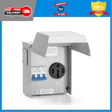50 Amp Temporary RV Power Outlet with Breaker, Outdoor Breaker Box with NEMA 3R