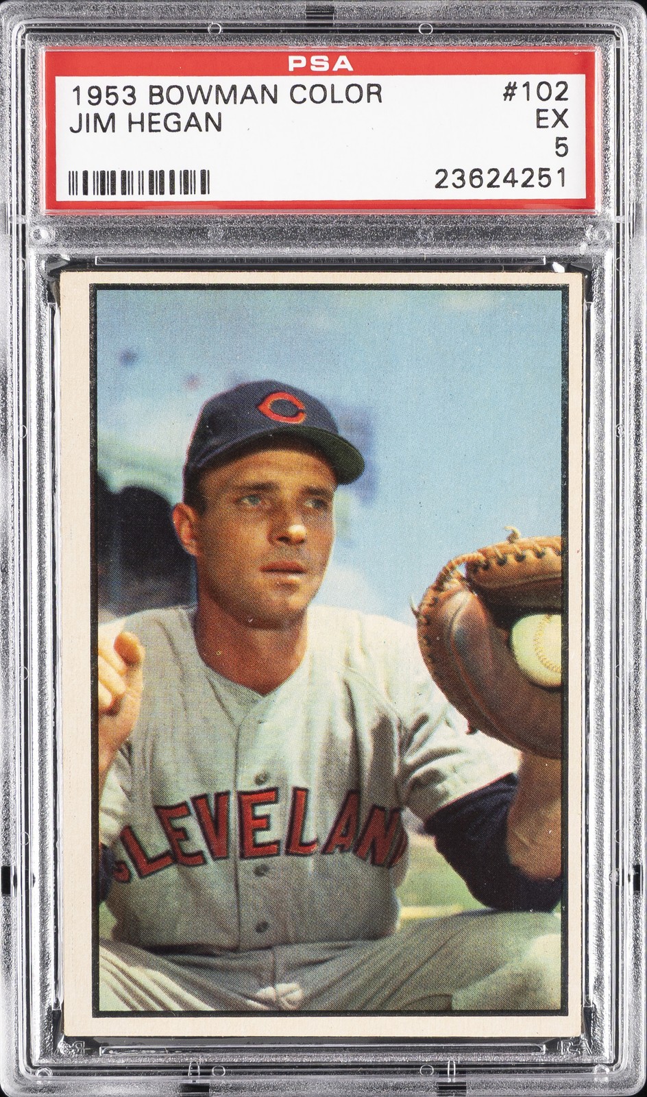 1953 BOWMAN COLOR #102 JIM HEGAN PSA 5