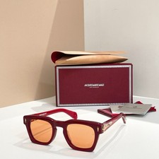 JACQUES MARIE MAGE Burgundy Acetate Sunglasses Orange Lenses Unisex