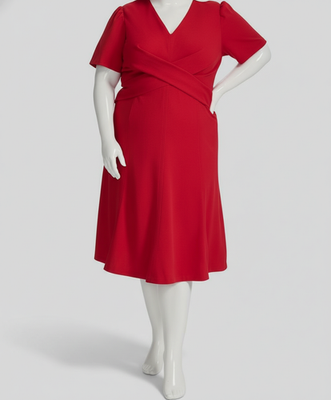 slim fit dress slacks Scuba Crepe Fit & Flare Dress main image 0