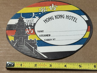 COLORFUL Old Vintage HONG KONG HOTEL Luggage Label Tag Decal Sticker