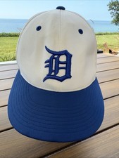 Detroit Tigers MLB Royal Blue Script D on White Hat Cap w Royal Blue Bill SM/MD