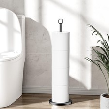 Toilet Paper Holder Stand - Free-Standing Tissue Paper Storage with Reserve Func
