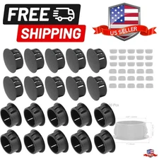 30 Pcs 22mm 7/8" Black Hole Plugs, Plastic Flush Type Panel Plugs Fastener Co...