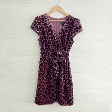 J.Crew - Blush pink black leopard velvet faux wrap dress, sz 6