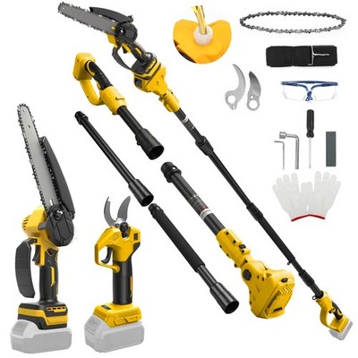 8 Inch Mini Chainsaw with Extension Pole and 30 mm Electric Secateurs Compati...