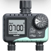 RAINPOINT Water Timer for Garden Hose - 2 Zone Sprinkler Timer with Rain Delay