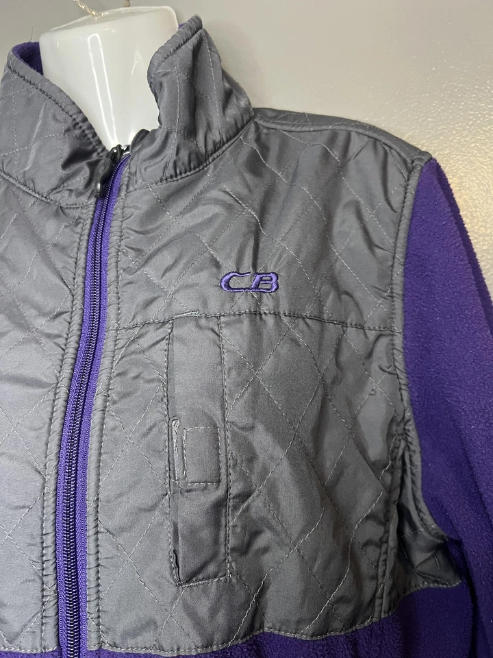 CB Sports Jacket Womens Large Purple Gray Fleece Quilted Full Zip Outdoor - Image 4 of 4