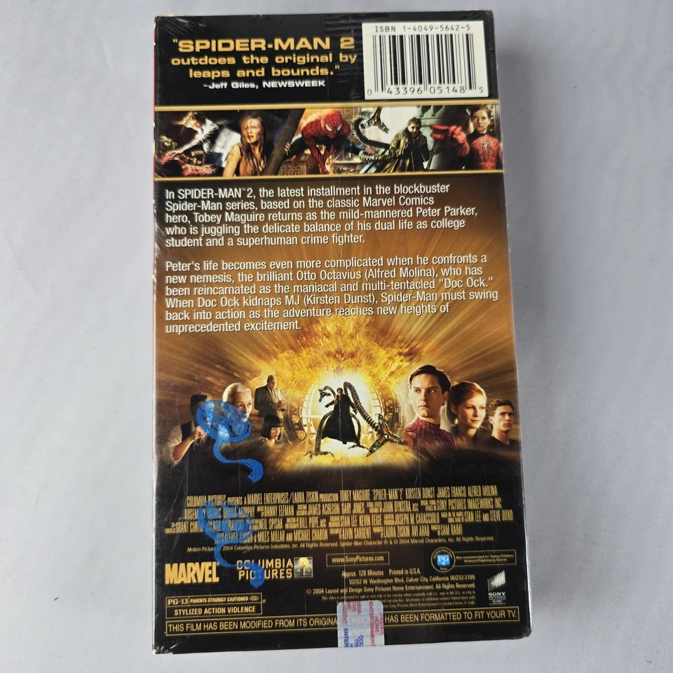 Spider-Man 2 VHS NEW SEALED 1st Release Columbia TriStar Seal & Watermark - Image 2 of 4