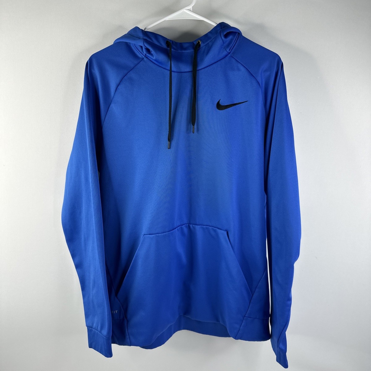 Nike Hoodie Mens Large Blue Dri Fit Therma Training Fleece Sweatshirt  826671-480