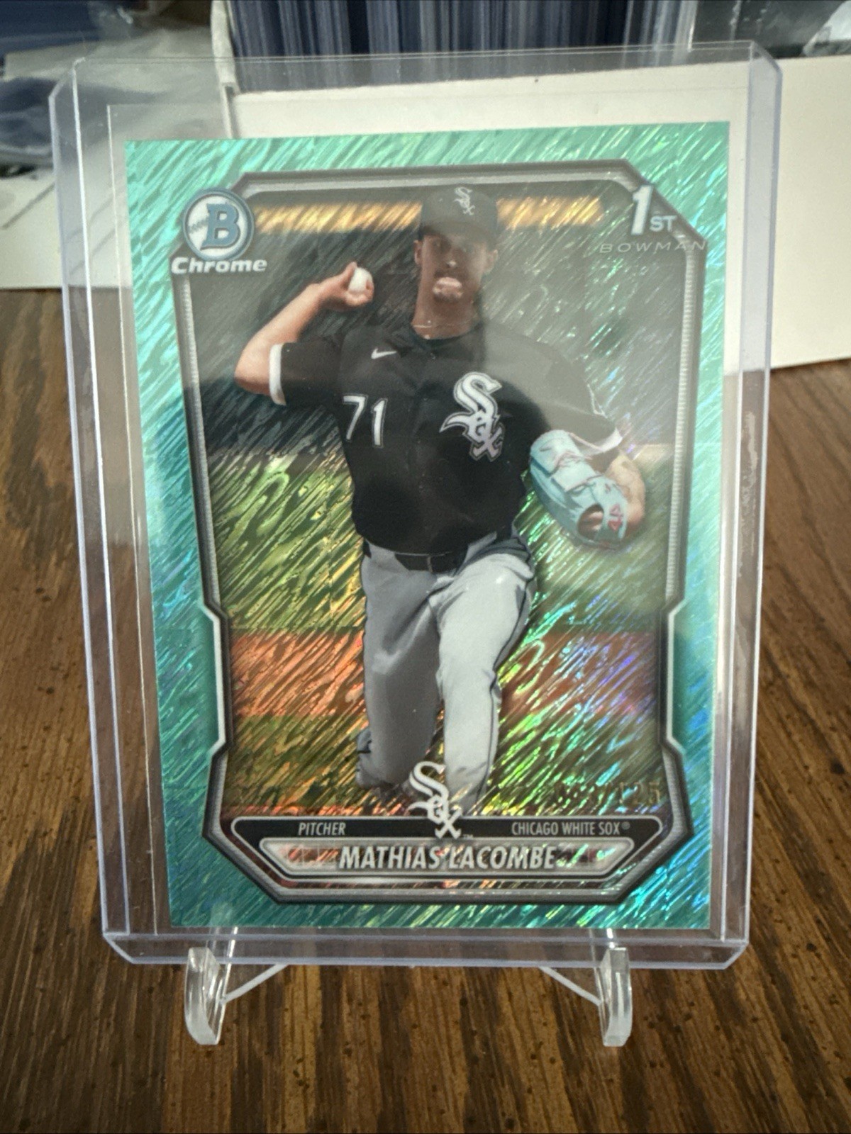 2026 Bowman Chrome Mathias Lacombe Aqua Geometric Refractor 043/125 WHITE SOX