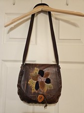 Vintage 70s Hand Tooled Boho Hippie Leather Bag