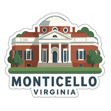 Monticello Virginia Sticker Decal Vinyl Die-Cut Symbolic Landmark Design