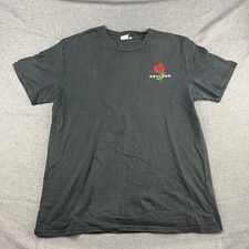 Absent Shirt Mens L Black Embroidered Flower Casual T-Shirt Tee Streetwear