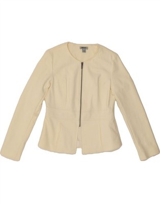 DKNY Damen Blazer Jacke UK 10 Small Off White Baumwolle RK13