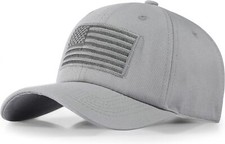 American Flag Hat Men Women Adjustable USA Baseball Cap Low One Size, Gray