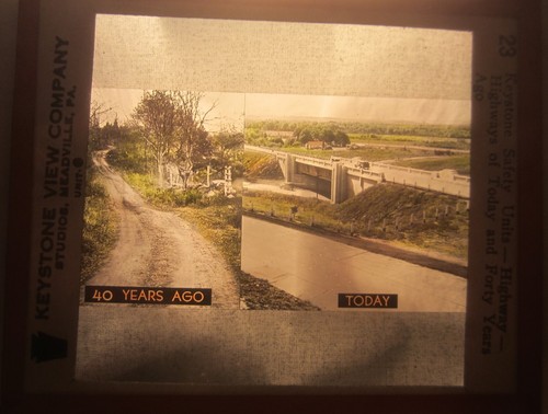 Two KEYSTONE Glass Magic Lantern Slides -- Highways of Today and 40 Years Ago - Picture 2 of 3
