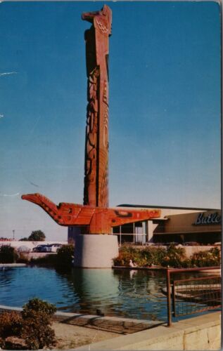 Space Needle 1962 Postmark World's Fair Seattle WA Raven Canoe Totem D. Carter - Afbeelding 1 van 2