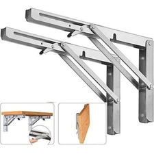 Folding Shelf Brackets, Max Load 300 lb, Heavy Duty Stainless  Assorted Sizes 
