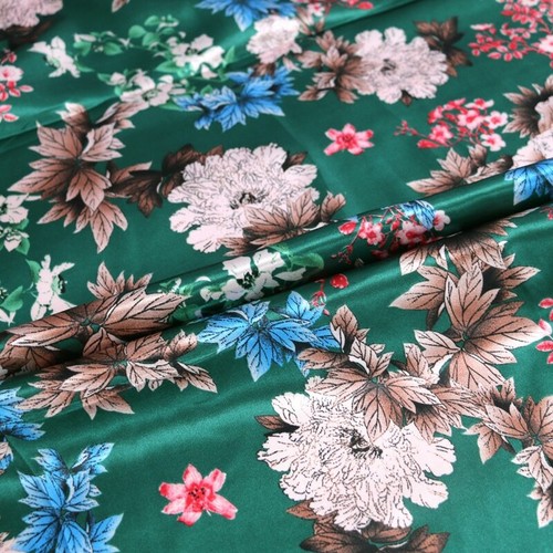 By Yard Vintage Flower Satin Fabric Lining Dolls Diy Handmade Kimono Pattern - Picture 4 of 13