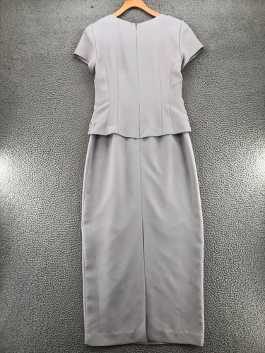 Jessica Howard Dress Womens 6 Gray Sheath Evening Gown Beaded Square Neck MOB - Picture 3 of 12