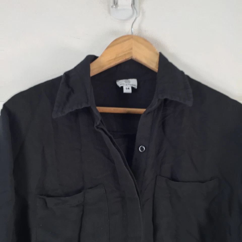 Camisa abotonada rosa diamante mujer talla 14 negra manga larga cuello 101789 Foto 2 de 4