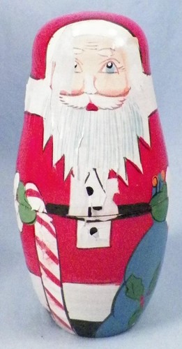 Santa Claus Nesting Dolls Set of 4 Wood Wooden Vintage Paint Wear #4 - Picture 6 of 10